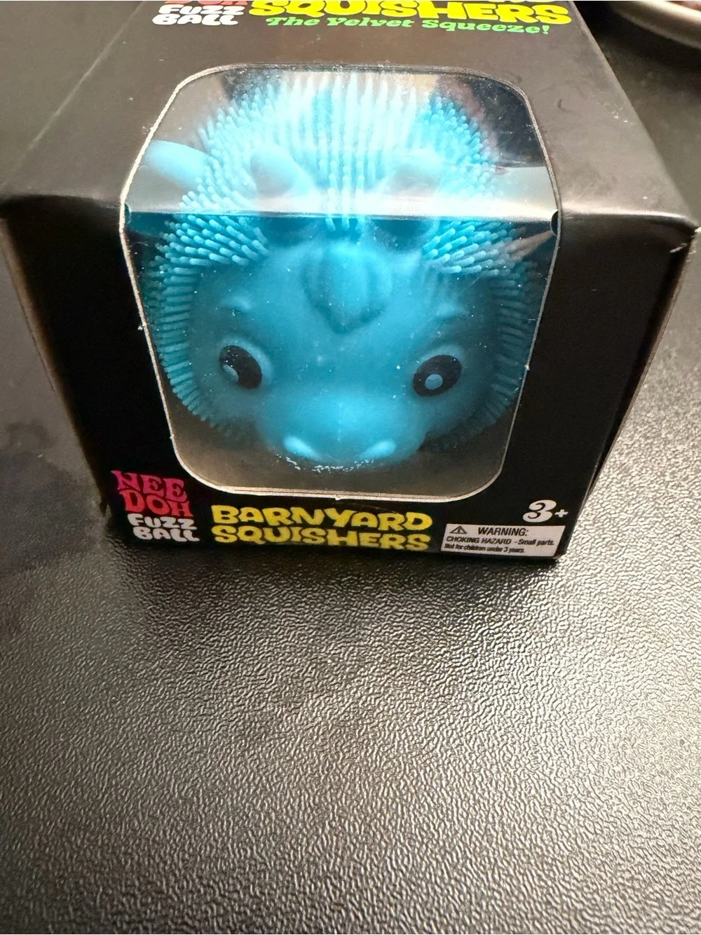 NEE DOH Barnyard Squishers Blue Fuzz Ball Toy